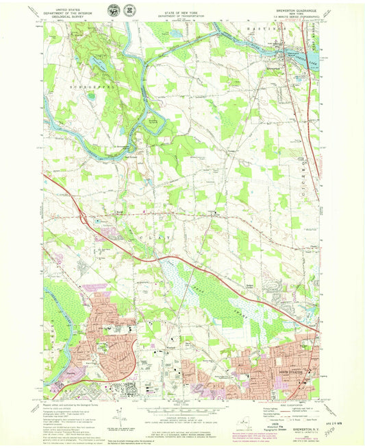 Classic USGS Brewerton New York 7.5'x7.5' Topo Map Image