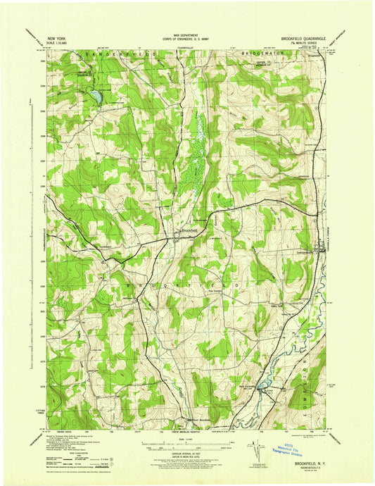 Classic USGS Brookfield New York 7.5'x7.5' Topo Map Image