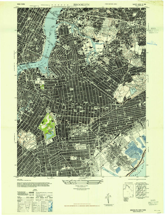 USGS Classic Brooklyn New York 7.5'x7.5' Topo Map Image