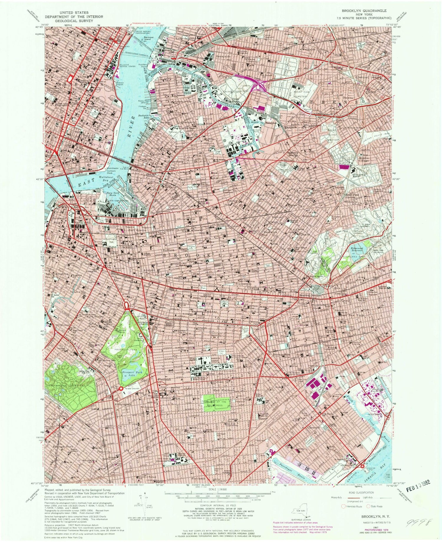 USGS Classic Brooklyn New York 7.5'x7.5' Topo Map Image