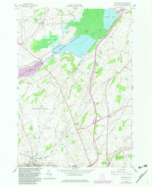 Classic USGS Brownville New York 7.5'x7.5' Topo Map Image