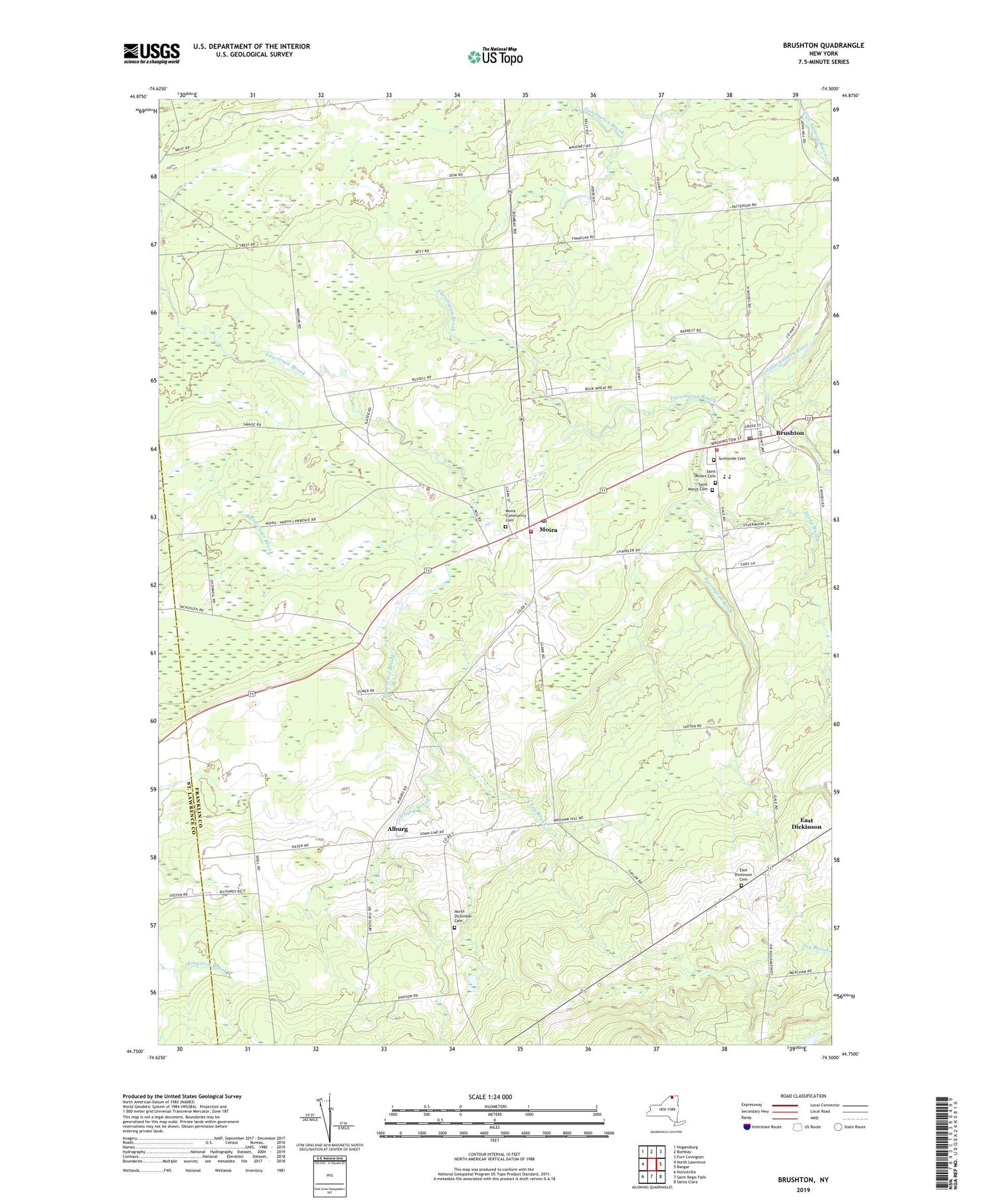 Brushton New York US Topo Map Image