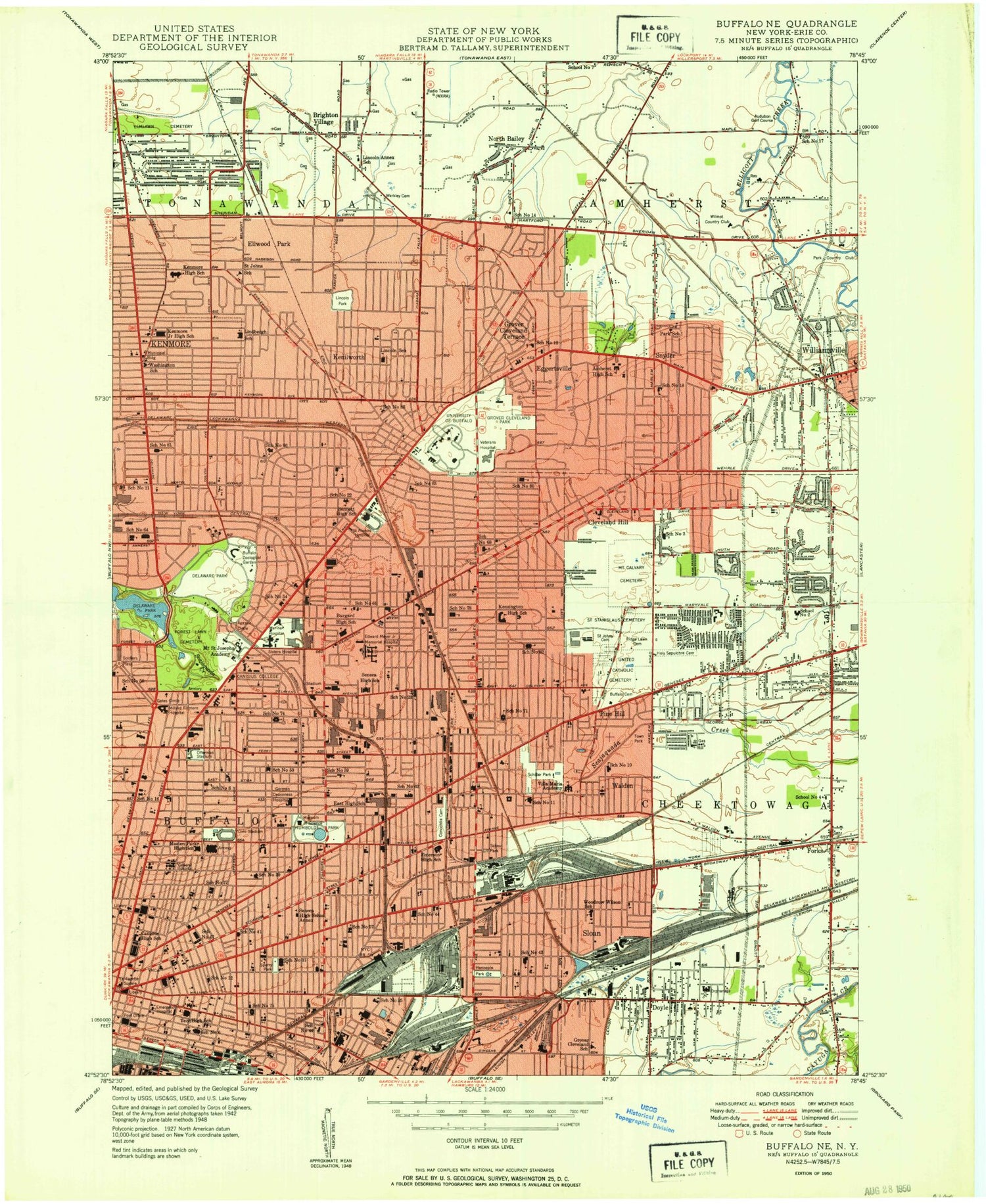 Classic USGS Buffalo NE New York 7.5'x7.5' Topo Map Image