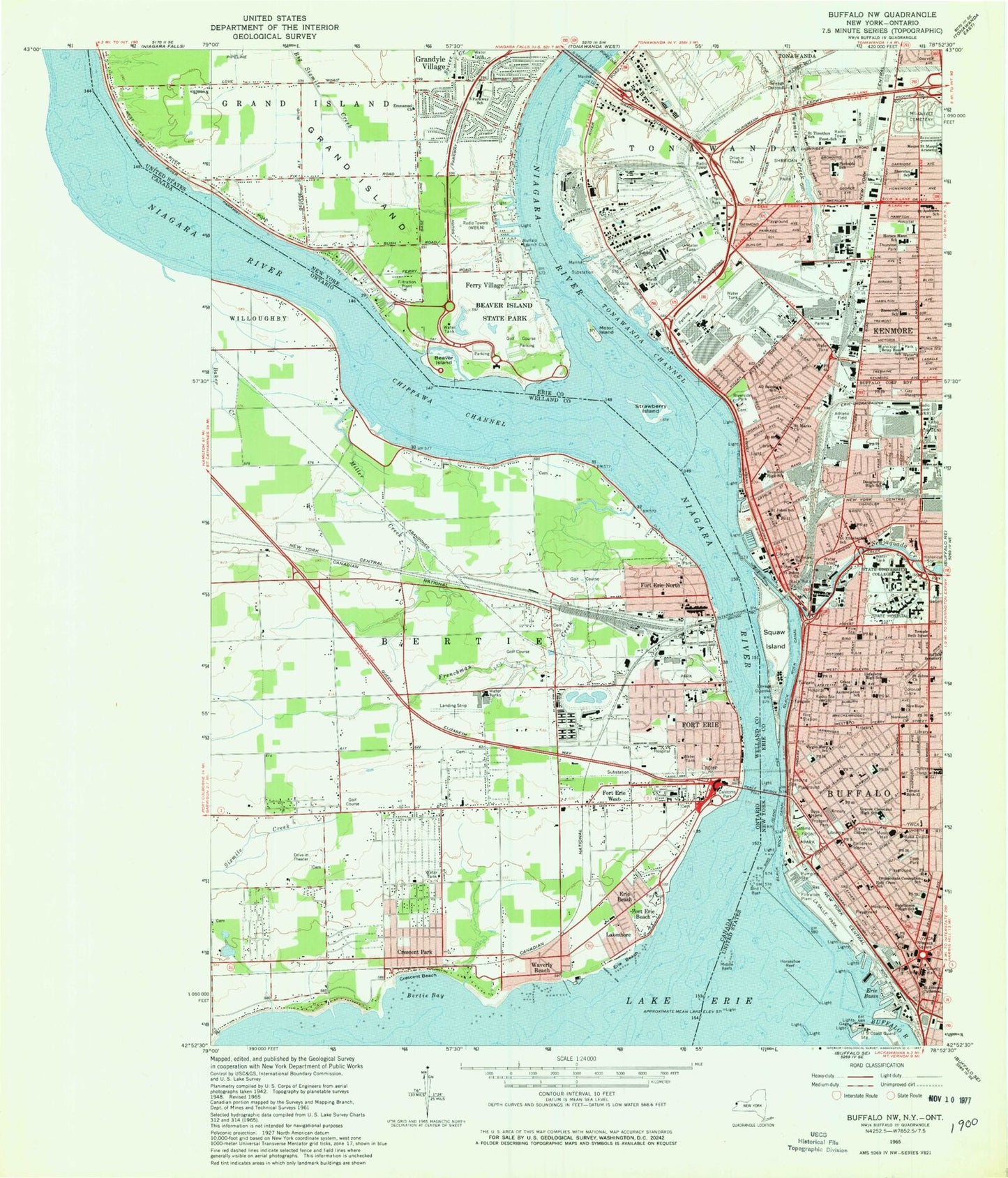 Classic USGS Buffalo NW New York 7.5'x7.5' Topo Map Image