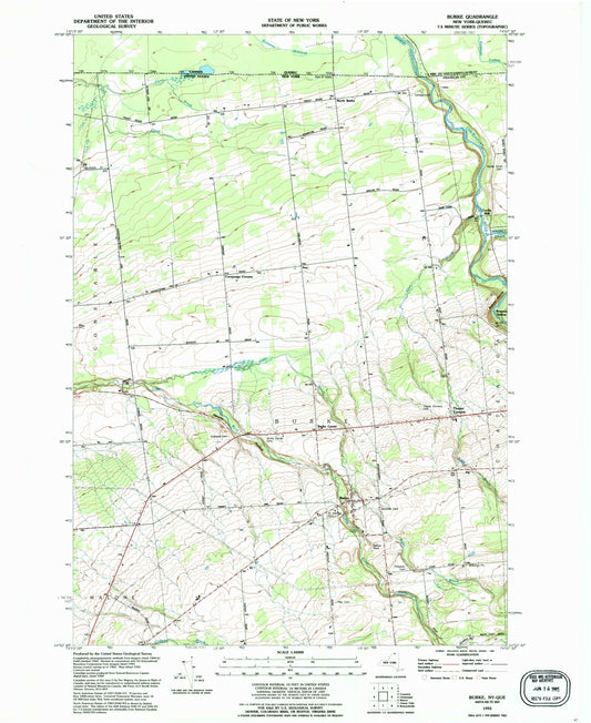 Classic USGS Burke New York 7.5'x7.5' Topo Map Image