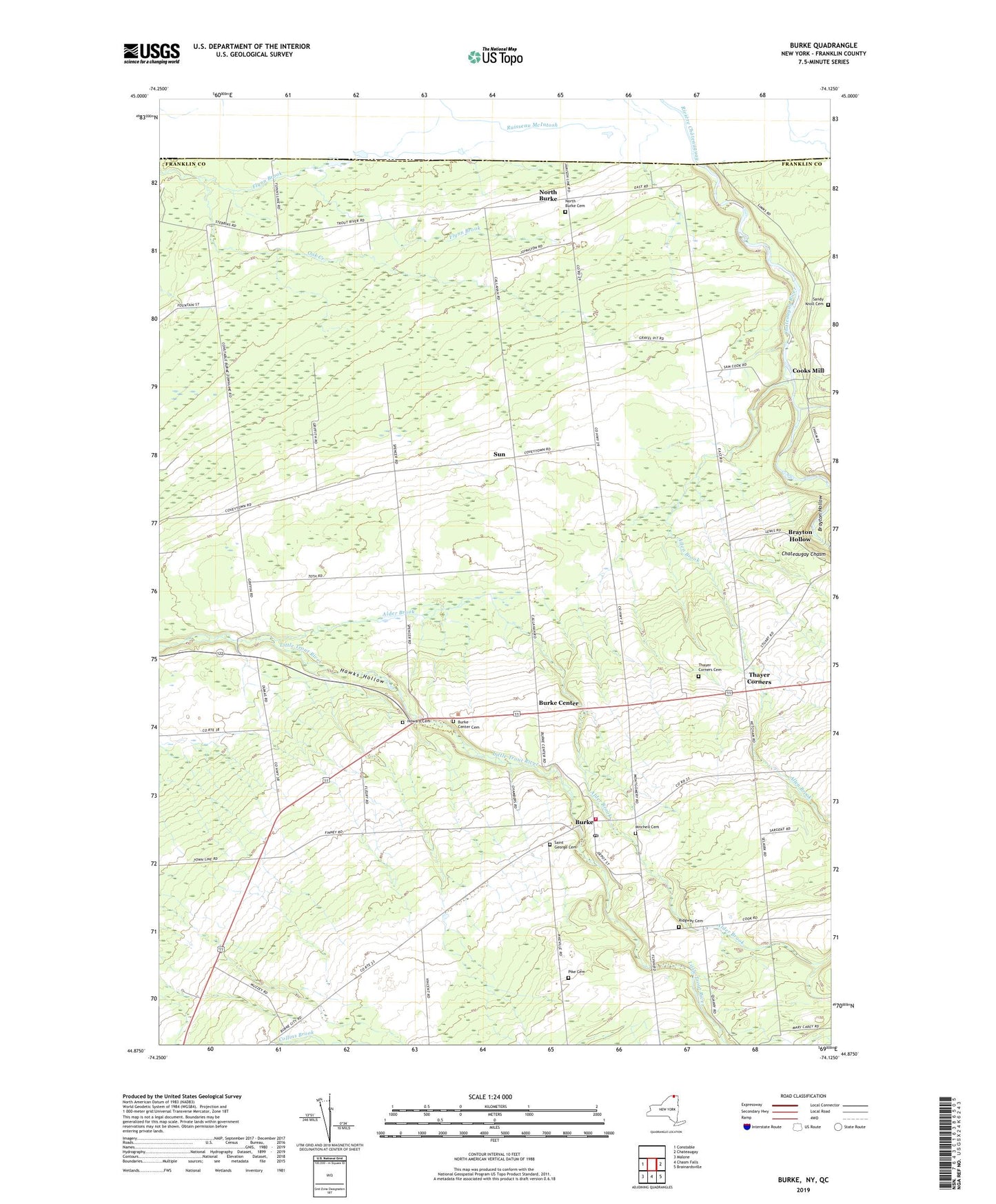 Burke New York US Topo Map Image