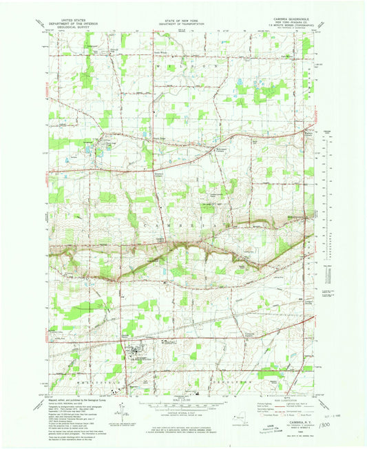 Classic USGS Cambria New York 7.5'x7.5' Topo Map Image