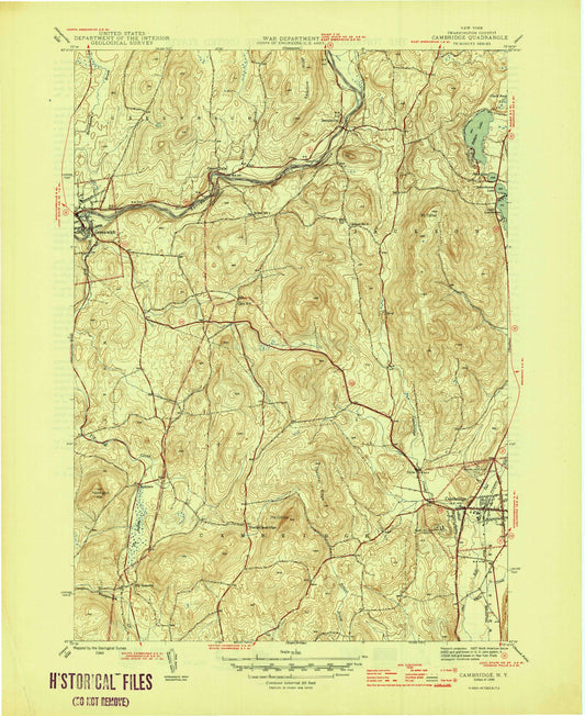 Classic USGS Cambridge New York 7.5'x7.5' Topo Map Image