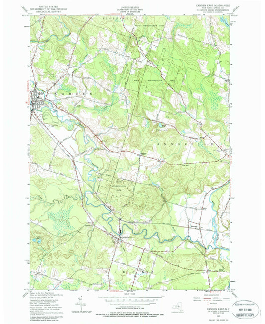 Classic USGS Camden East New York 7.5'x7.5' Topo Map Image