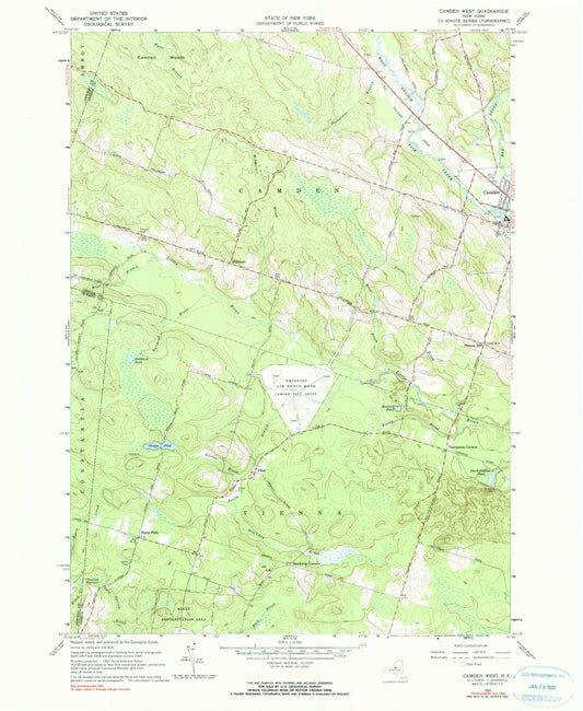 Classic USGS Camden West New York 7.5'x7.5' Topo Map Image