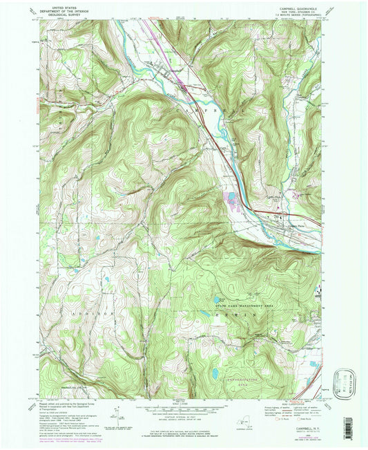 Classic USGS Campbell New York 7.5'x7.5' Topo Map Image