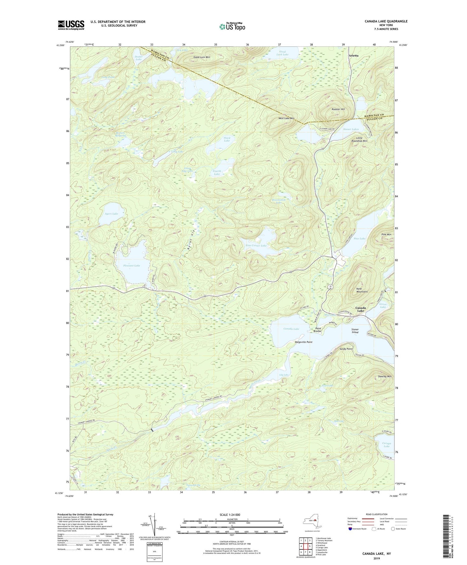 Canada Lake New York US Topo Map Image