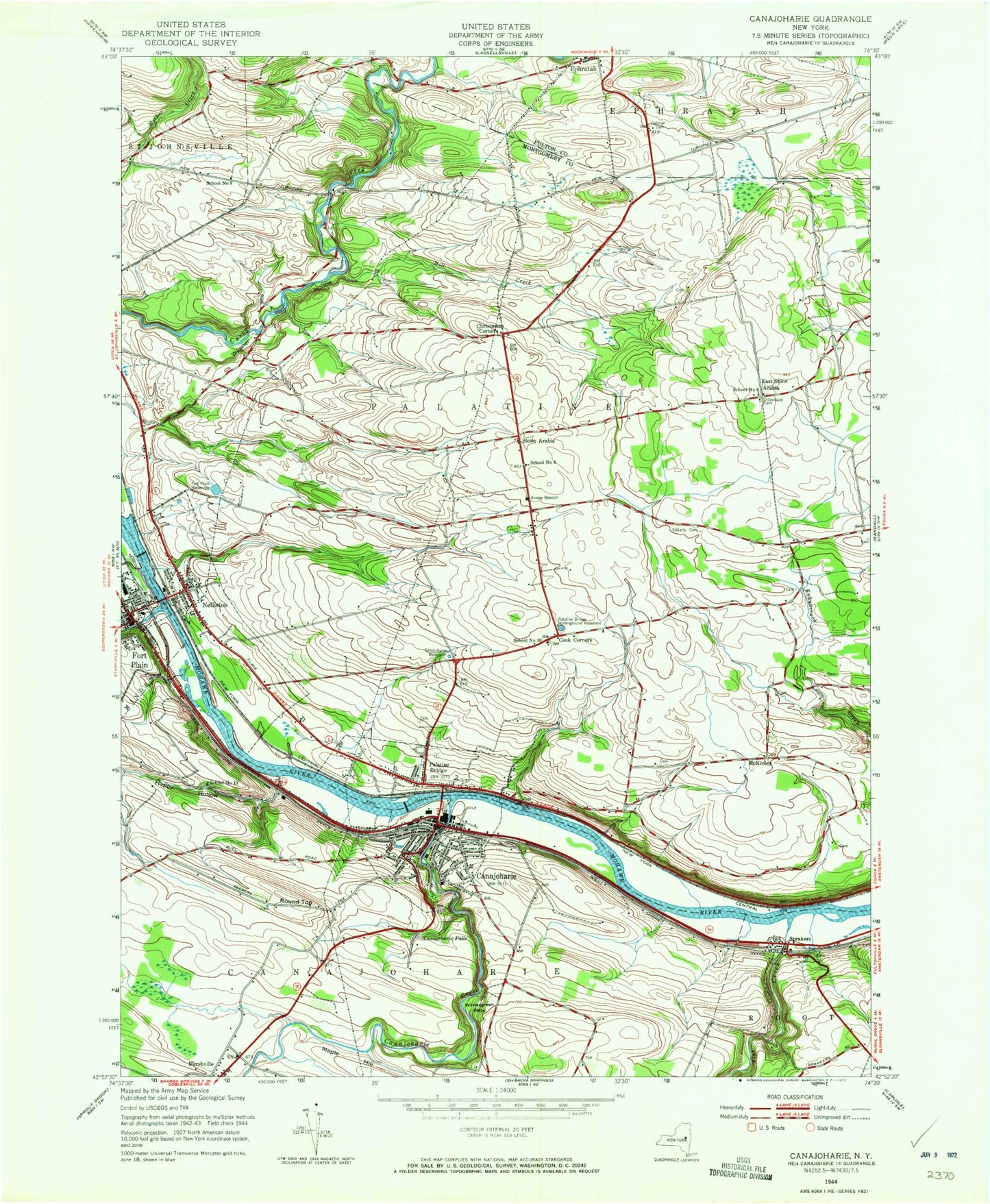 Classic USGS Canajoharie New York 7.5'x7.5' Topo Map Image