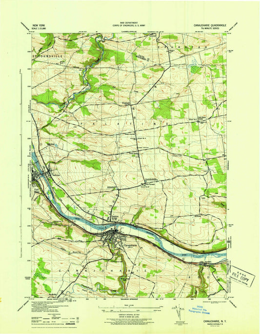 Classic USGS Canajoharie New York 7.5'x7.5' Topo Map Image