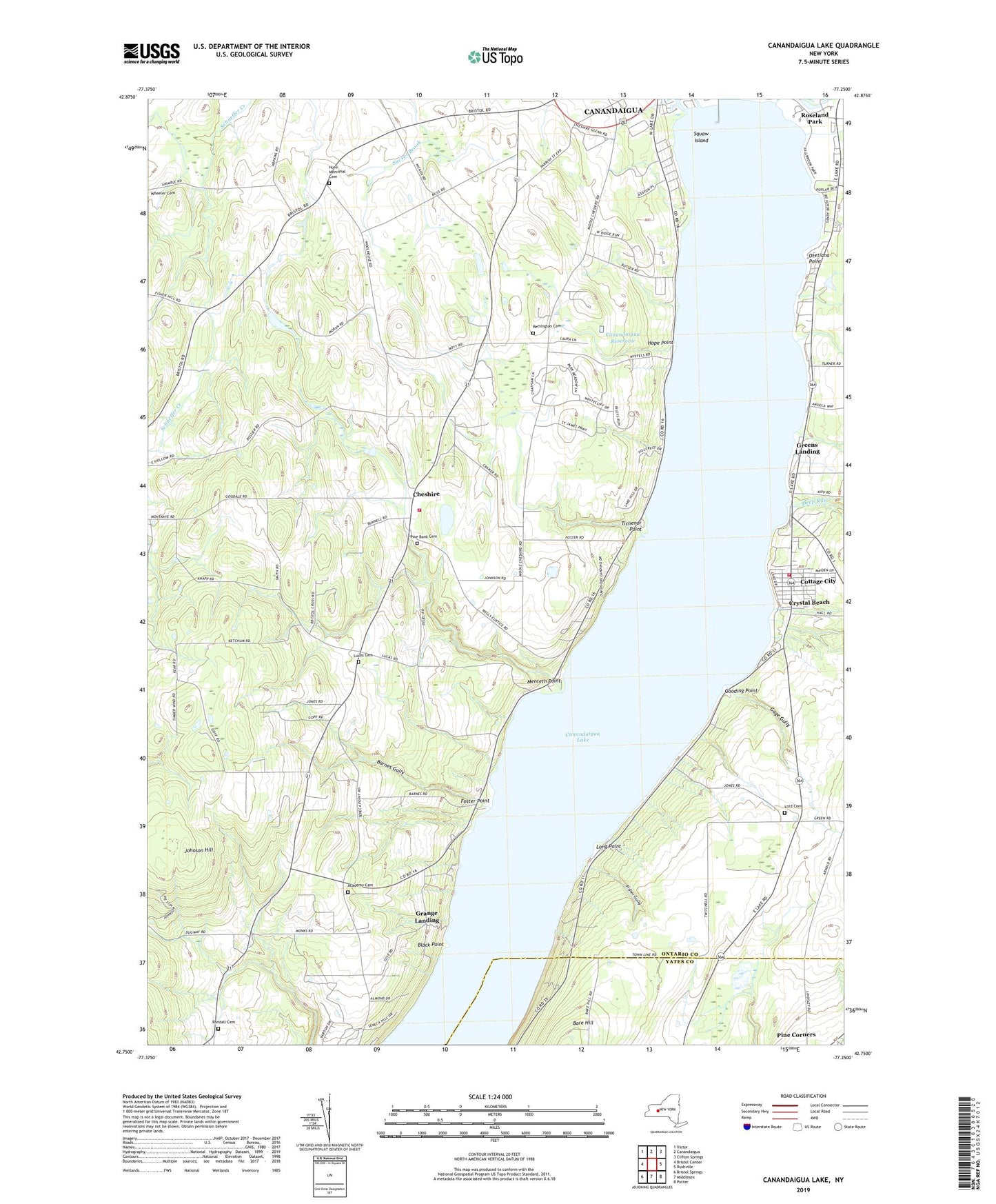 Canandaigua Lake New York US Topo Map Image