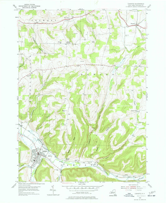Classic USGS Canisteo New York 7.5'x7.5' Topo Map Image