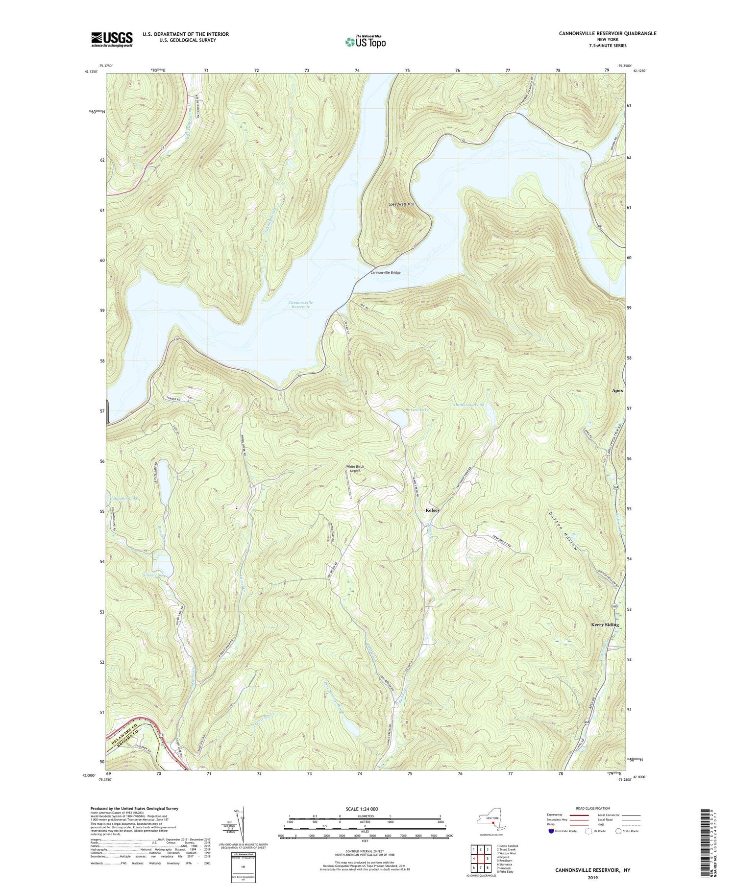 Cannonsville Reservoir New York US Topo Map Image