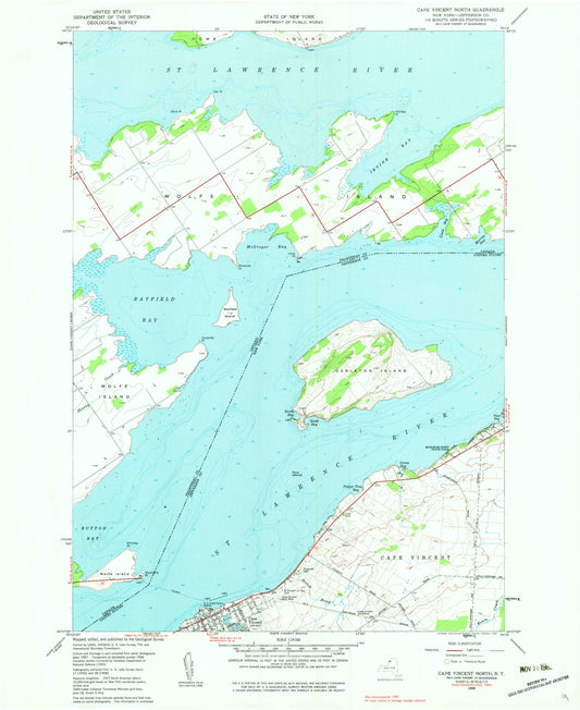 Classic USGS Cape Vincent North New York 7.5'x7.5' Topo Map Image