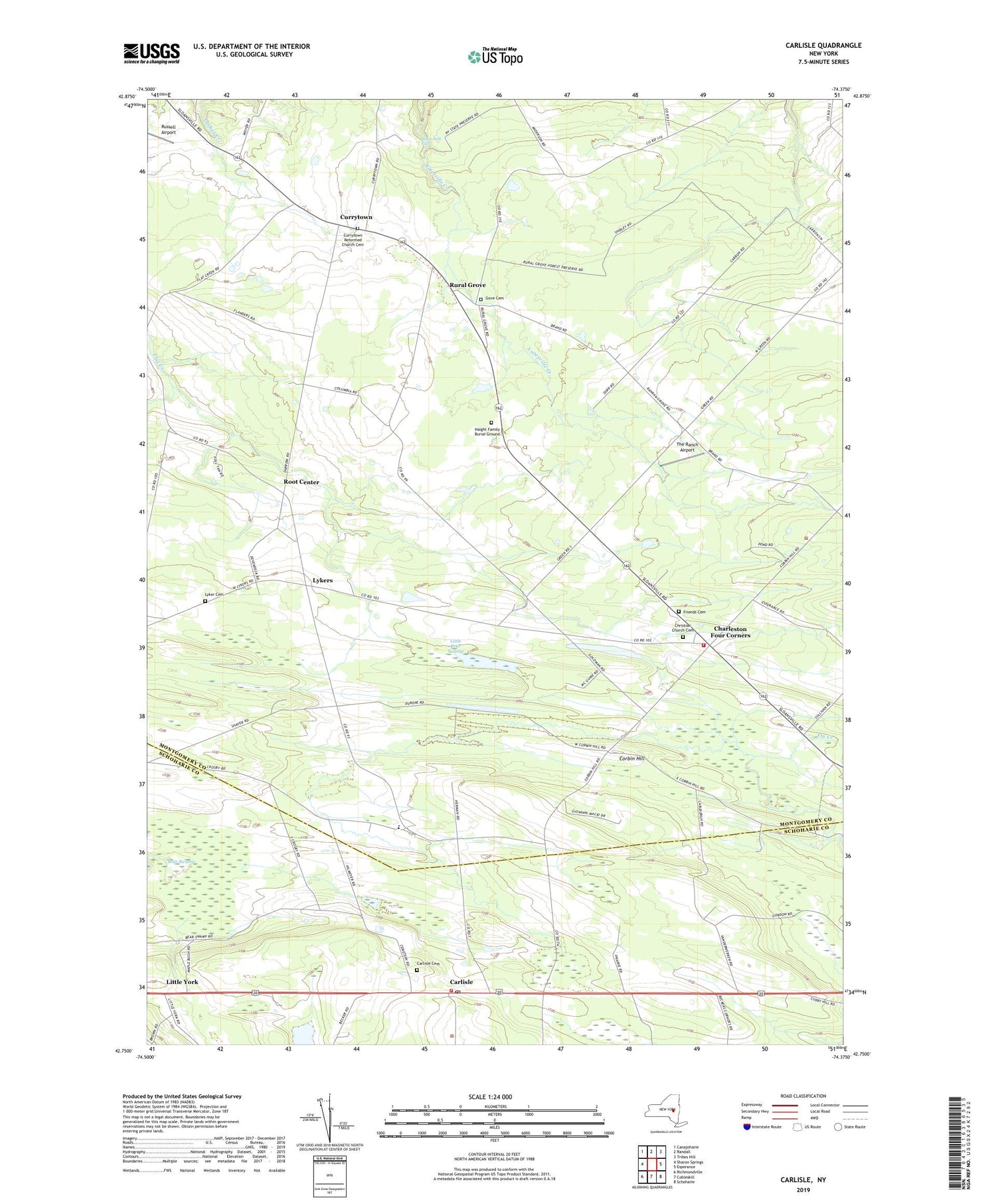 Carlisle New York US Topo Map Image