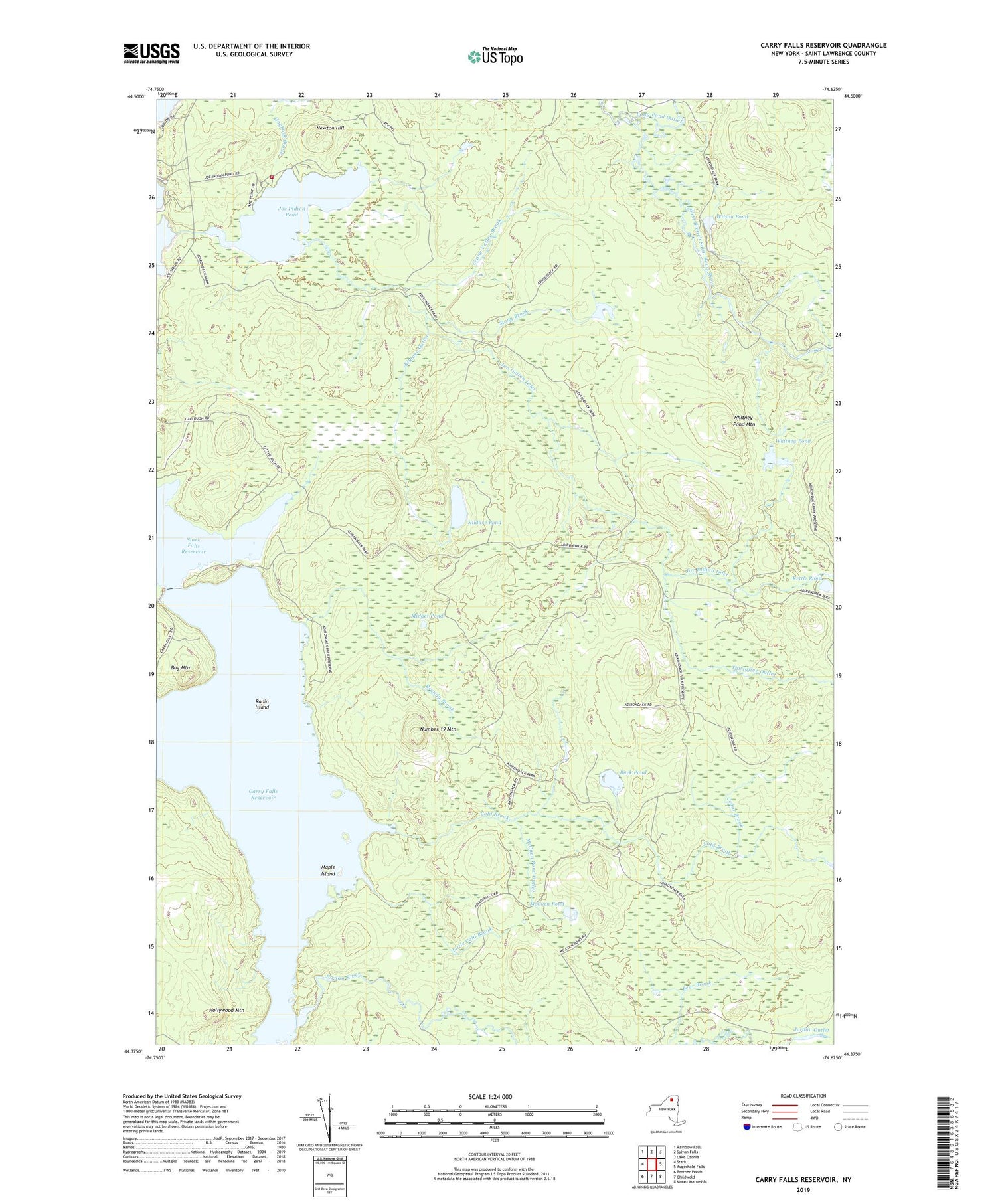 Carry Falls Reservoir New York US Topo Map Image