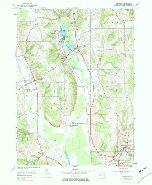 Classic USGS Cassadaga New York 7.5'x7.5' Topo Map Image