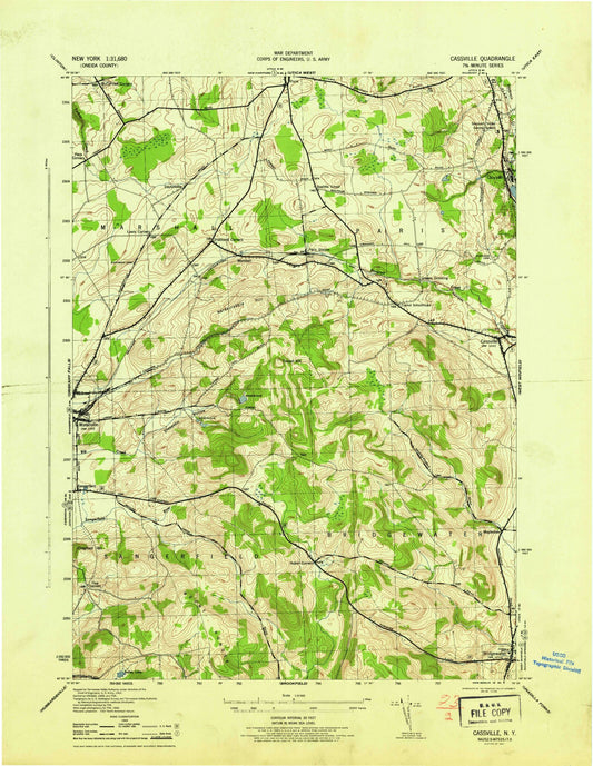 Classic USGS Cassville New York 7.5'x7.5' Topo Map Image
