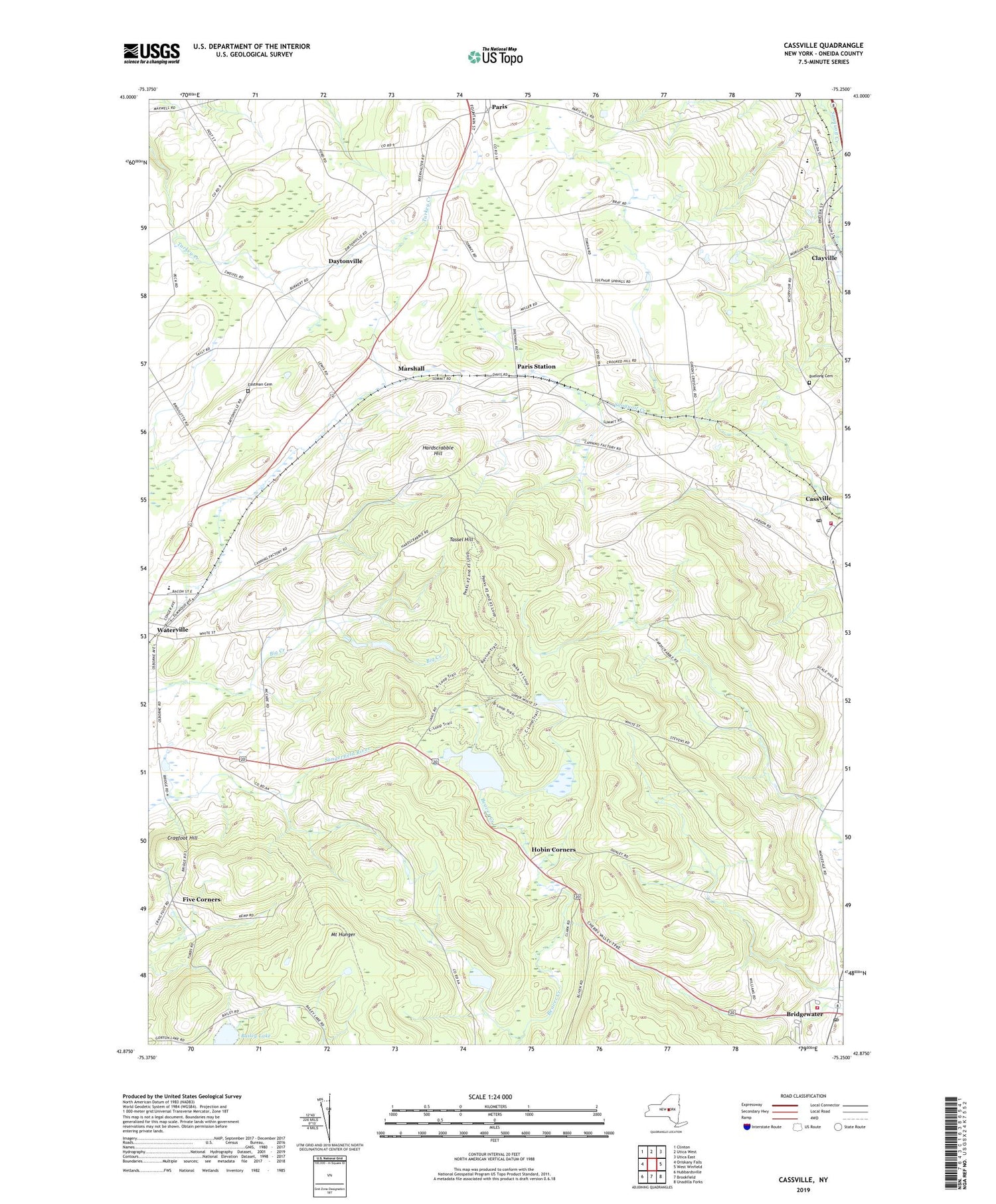 Cassville New York US Topo Map Image