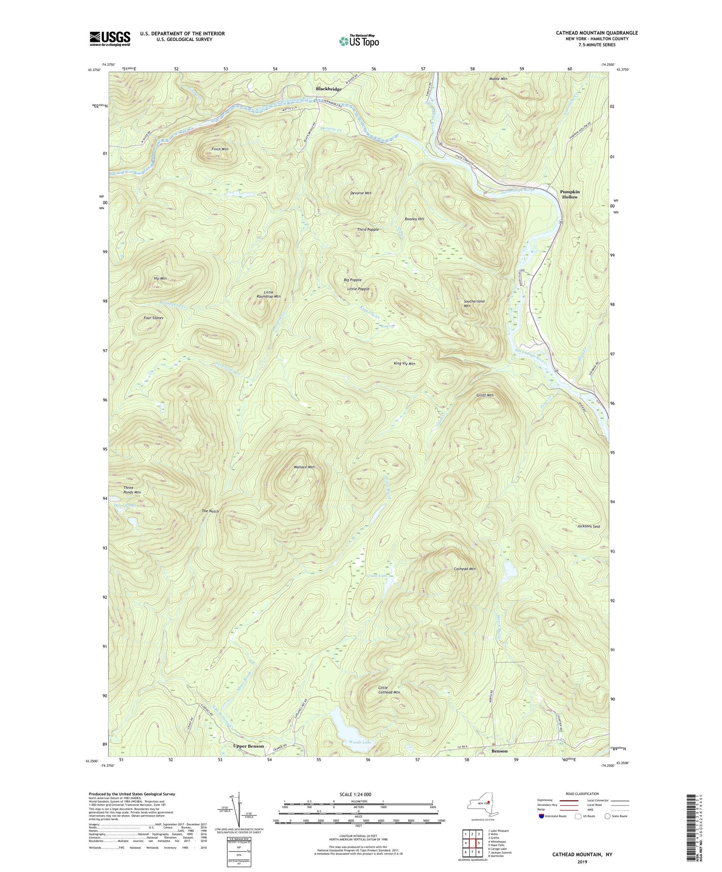 Cathead Mountain New York US Topo Map Image