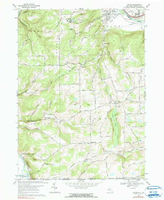 Classic USGS Caton New York 7.5'x7.5' Topo Map Image