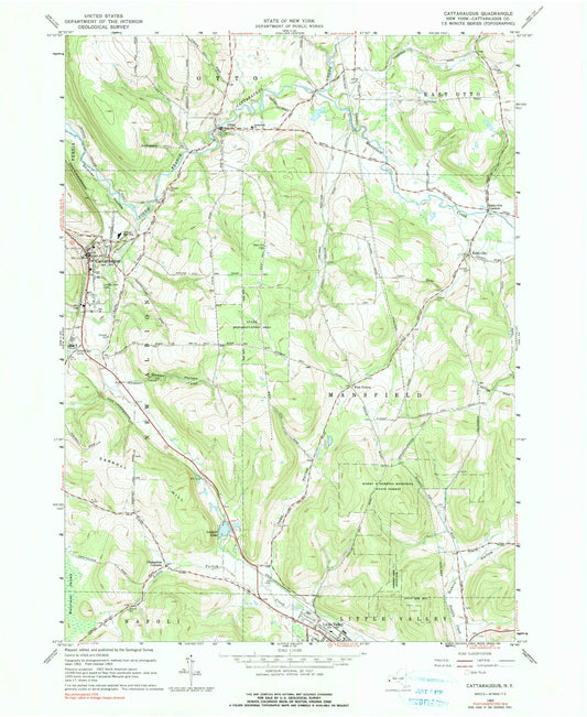 Classic USGS Cattaraugus New York 7.5'x7.5' Topo Map Image