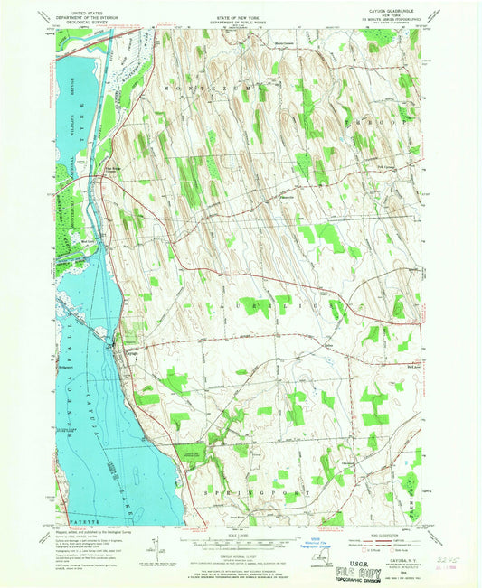 Classic USGS Cayuga New York 7.5'x7.5' Topo Map Image