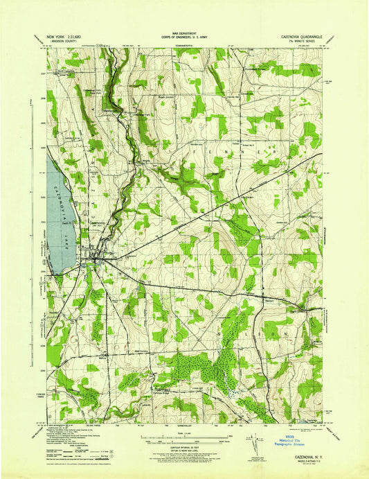 Classic USGS Cazenovia New York 7.5'x7.5' Topo Map Image