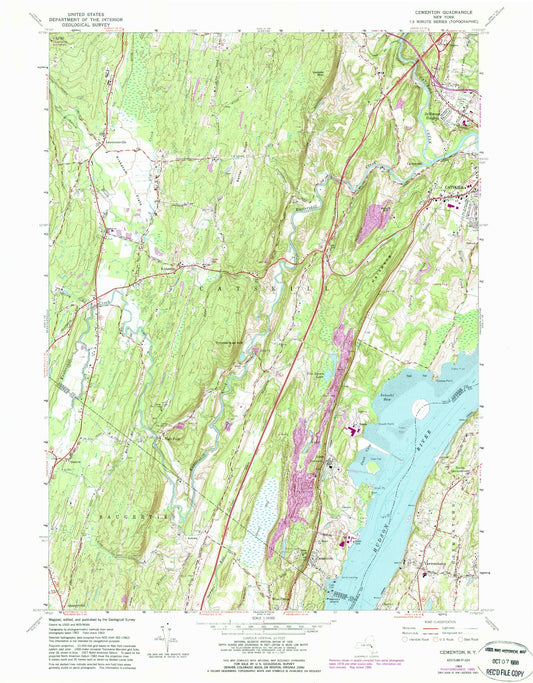 Classic USGS Cementon New York 7.5'x7.5' Topo Map Image