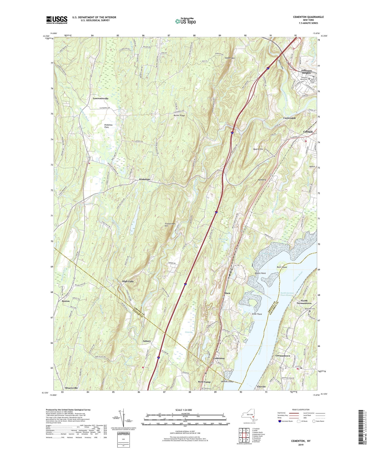 Cementon New York US Topo Map Image