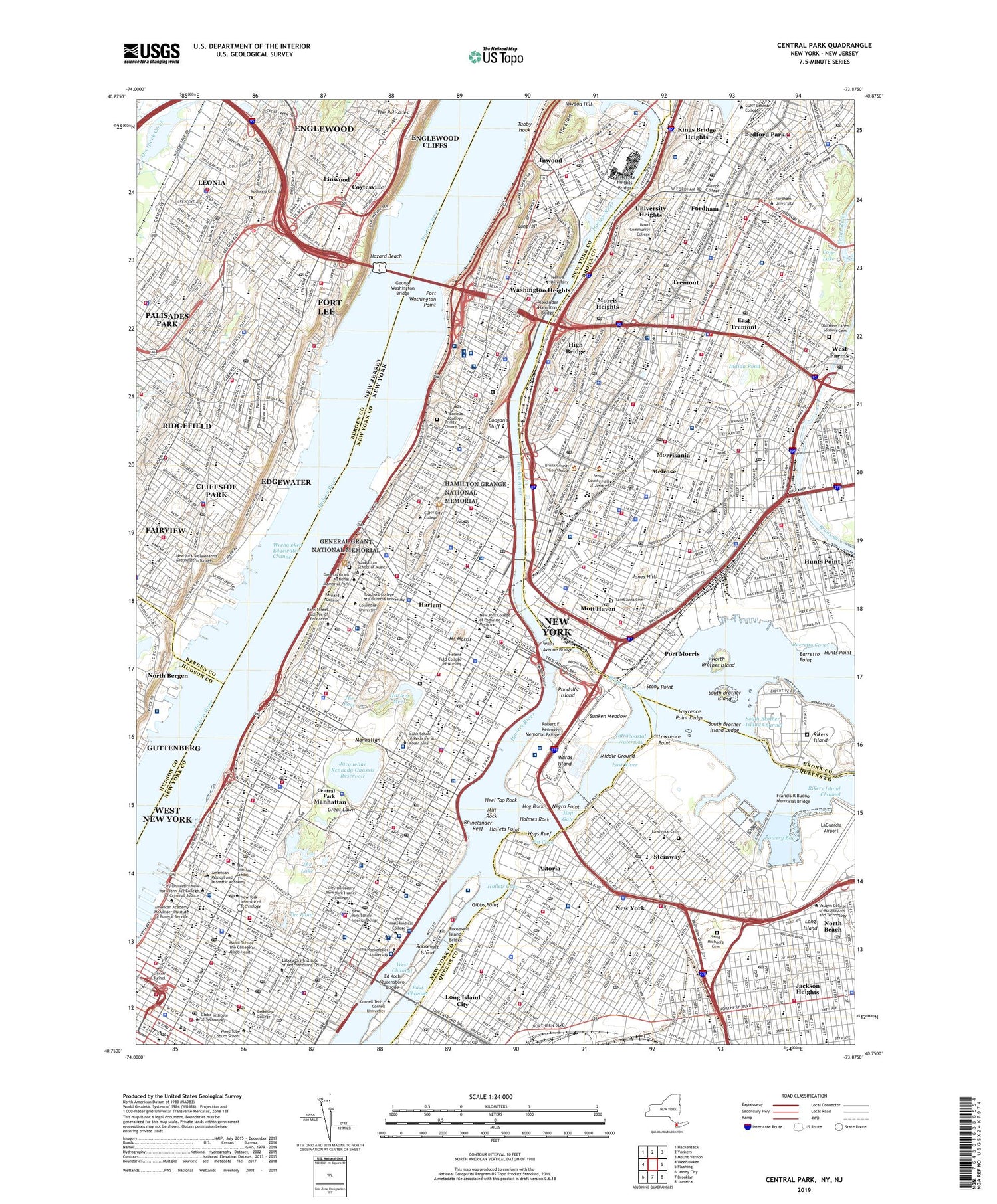 Central Park New York US Topo Map Image