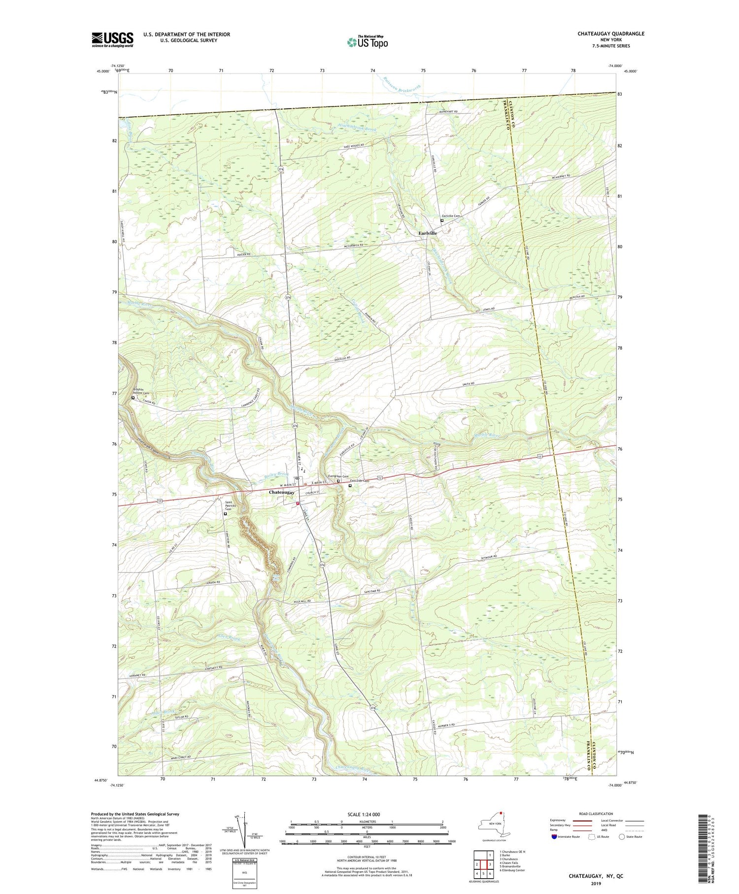 Chateaugay New York US Topo Map Image