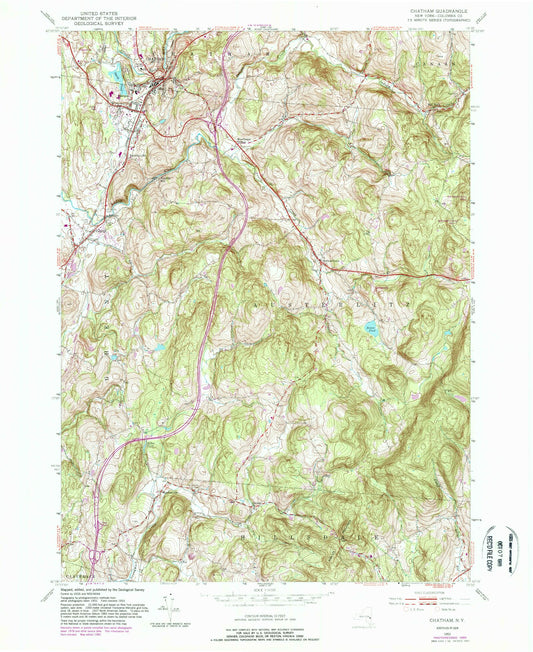 Classic USGS Chatham New York 7.5'x7.5' Topo Map Image