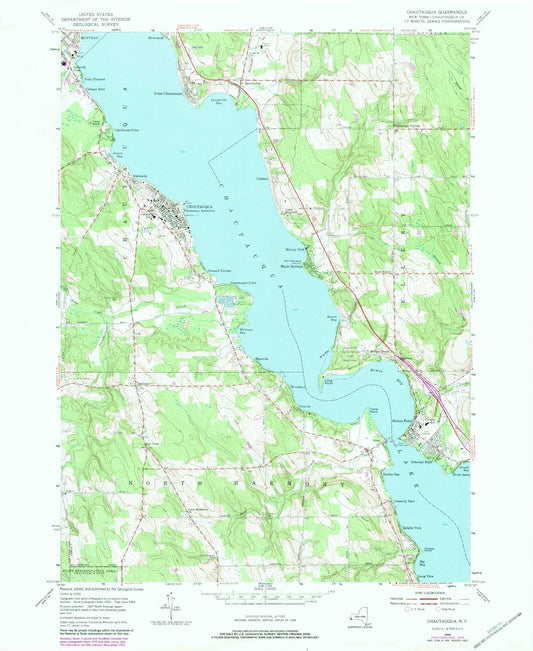 Classic USGS Chautauqua New York 7.5'x7.5' Topo Map Image