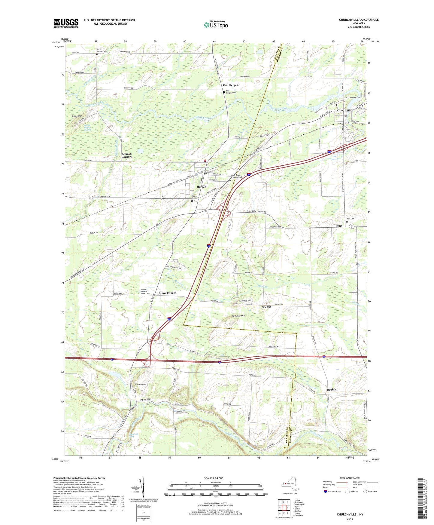 Churchville New York US Topo Map Image