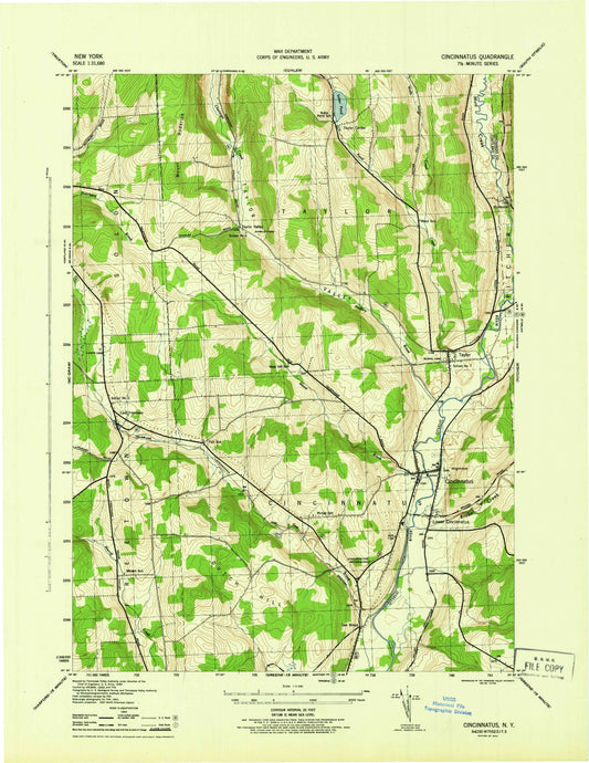 Classic USGS Cincinnatus New York 7.5'x7.5' Topo Map Image