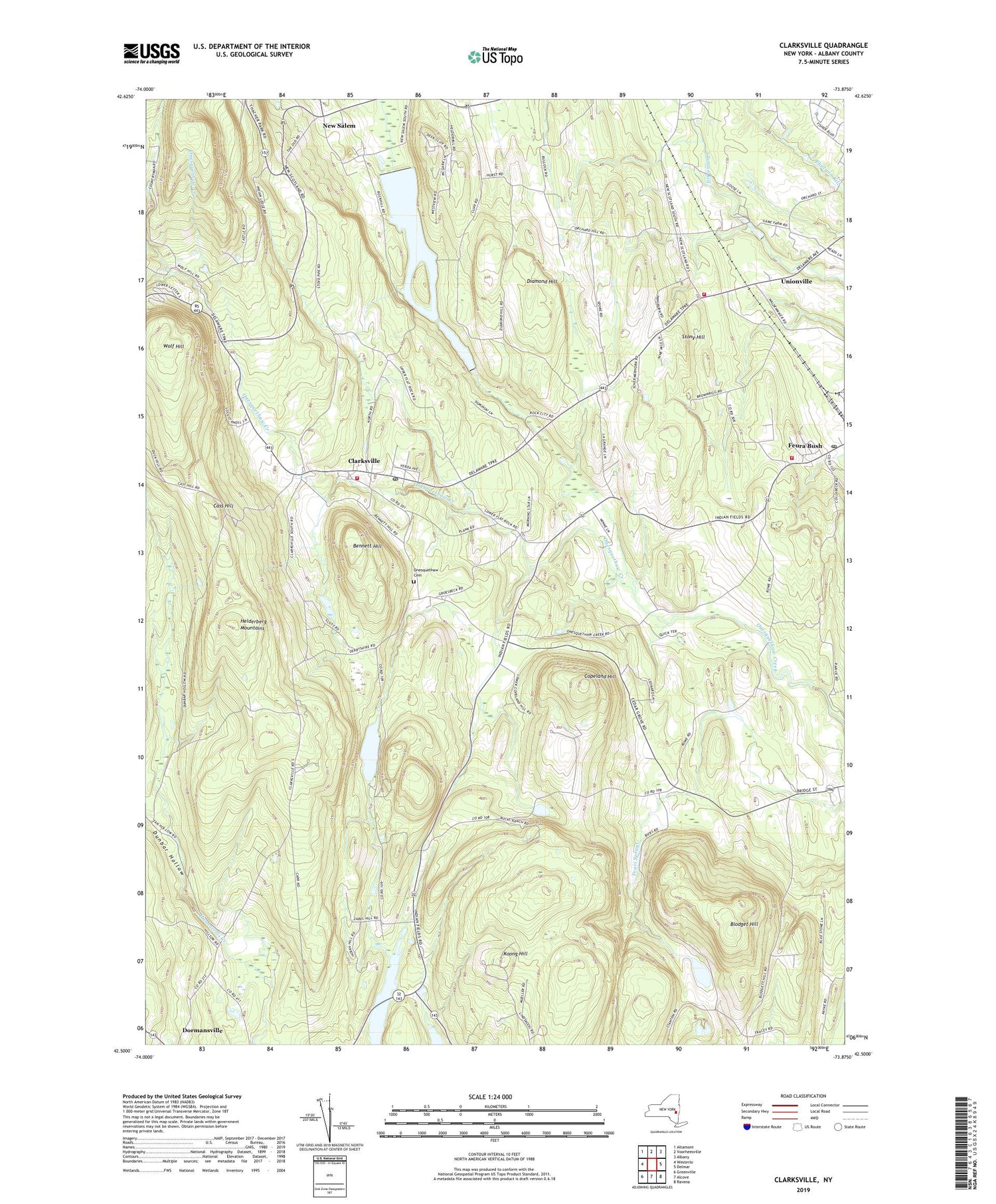 Clarksville New York US Topo Map Image