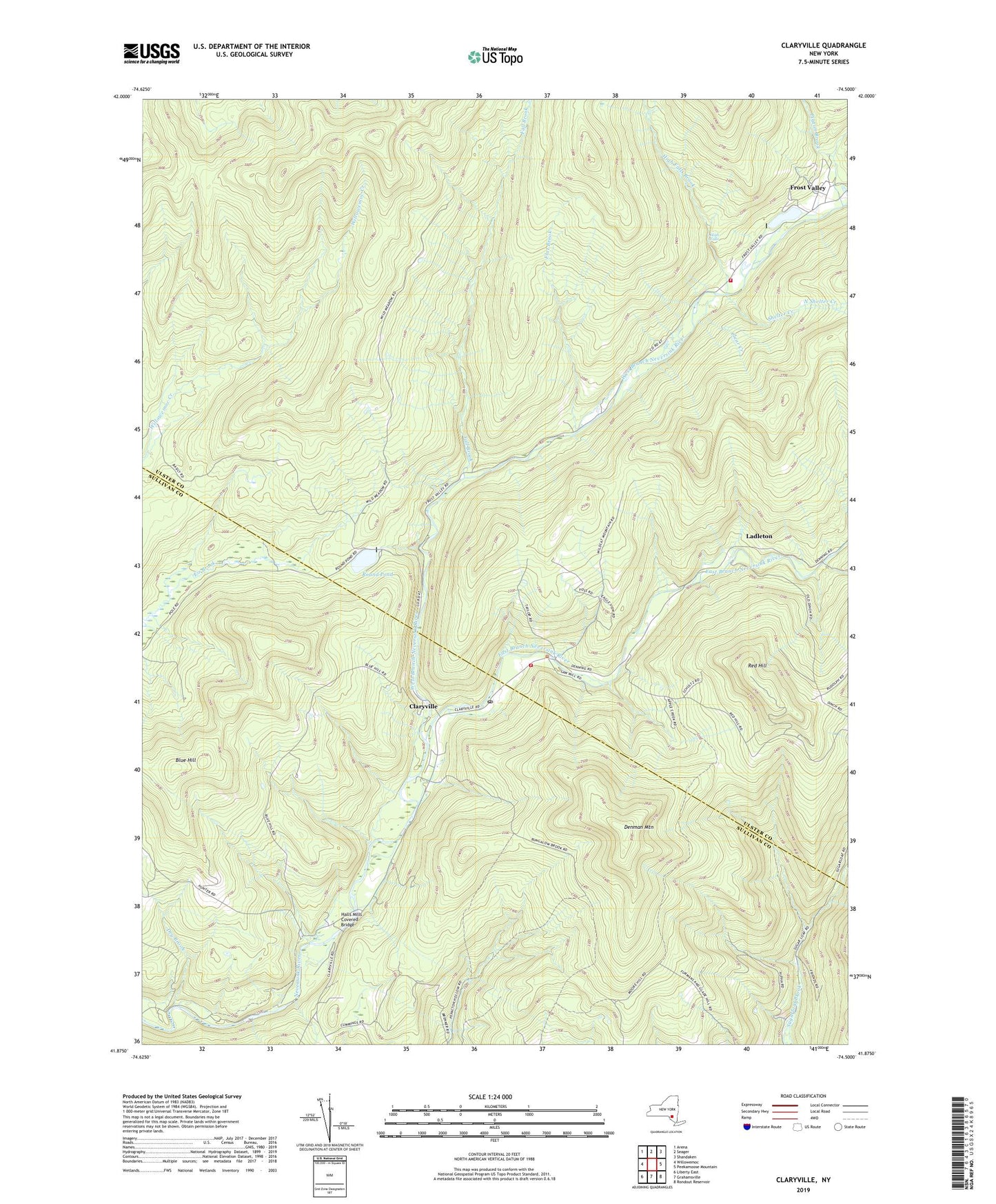Claryville New York US Topo Map Image