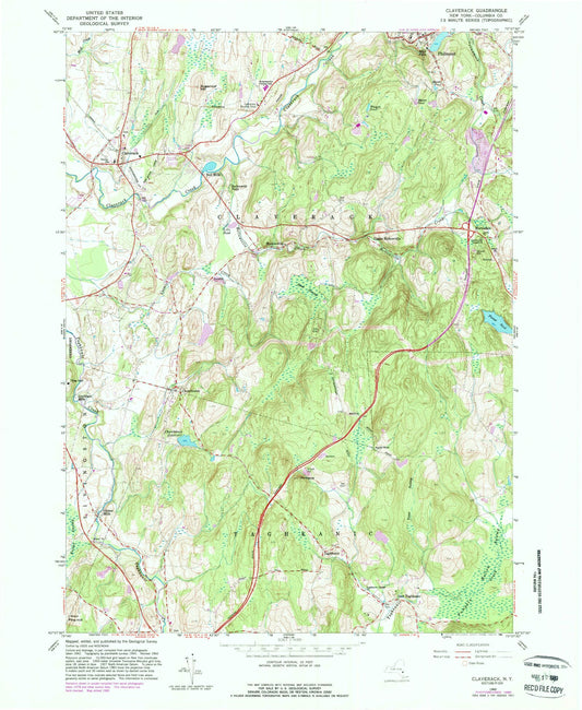 Classic USGS Claverack New York 7.5'x7.5' Topo Map Image