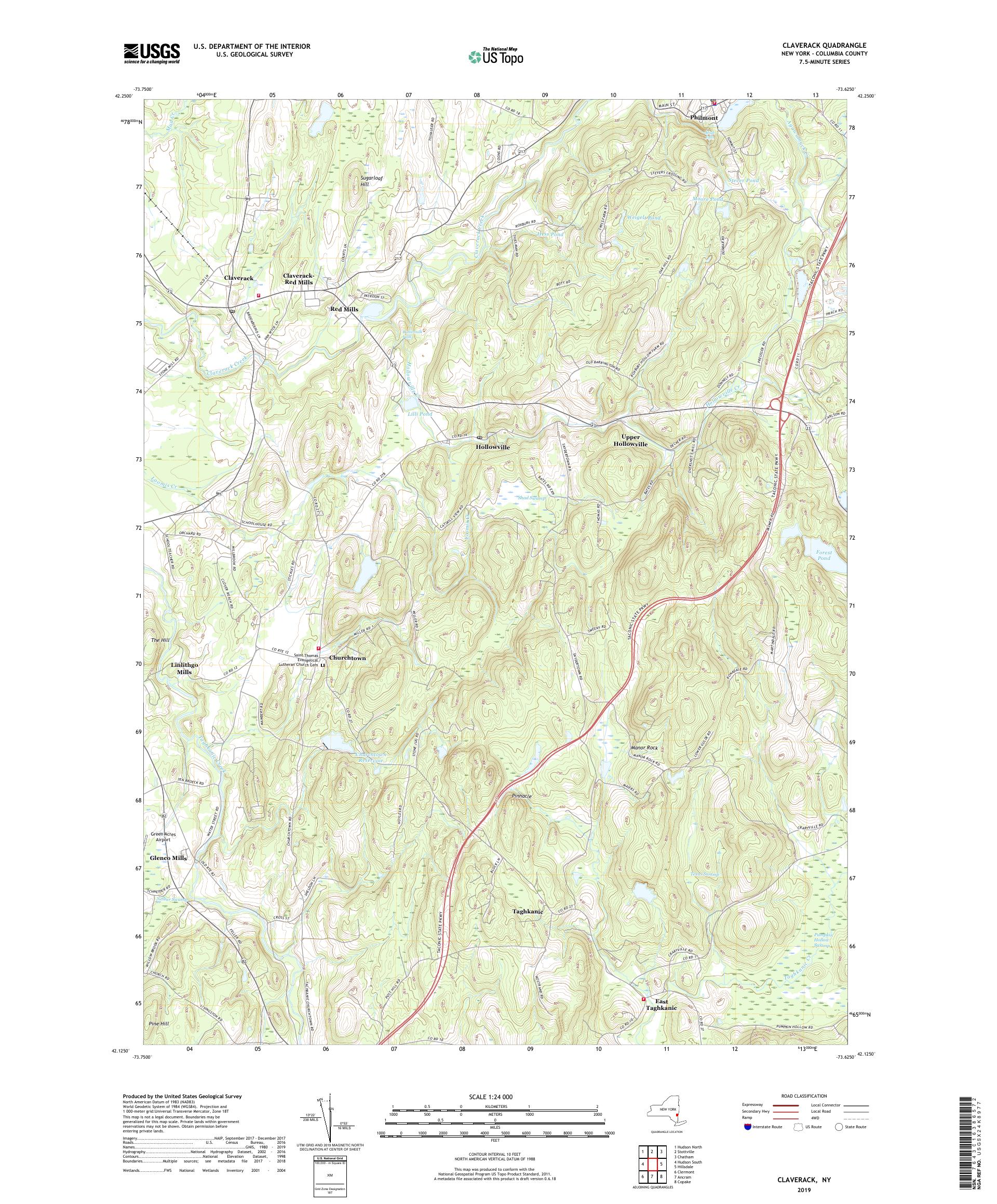 Claverack New York US Topo Map MyTopo Map Store