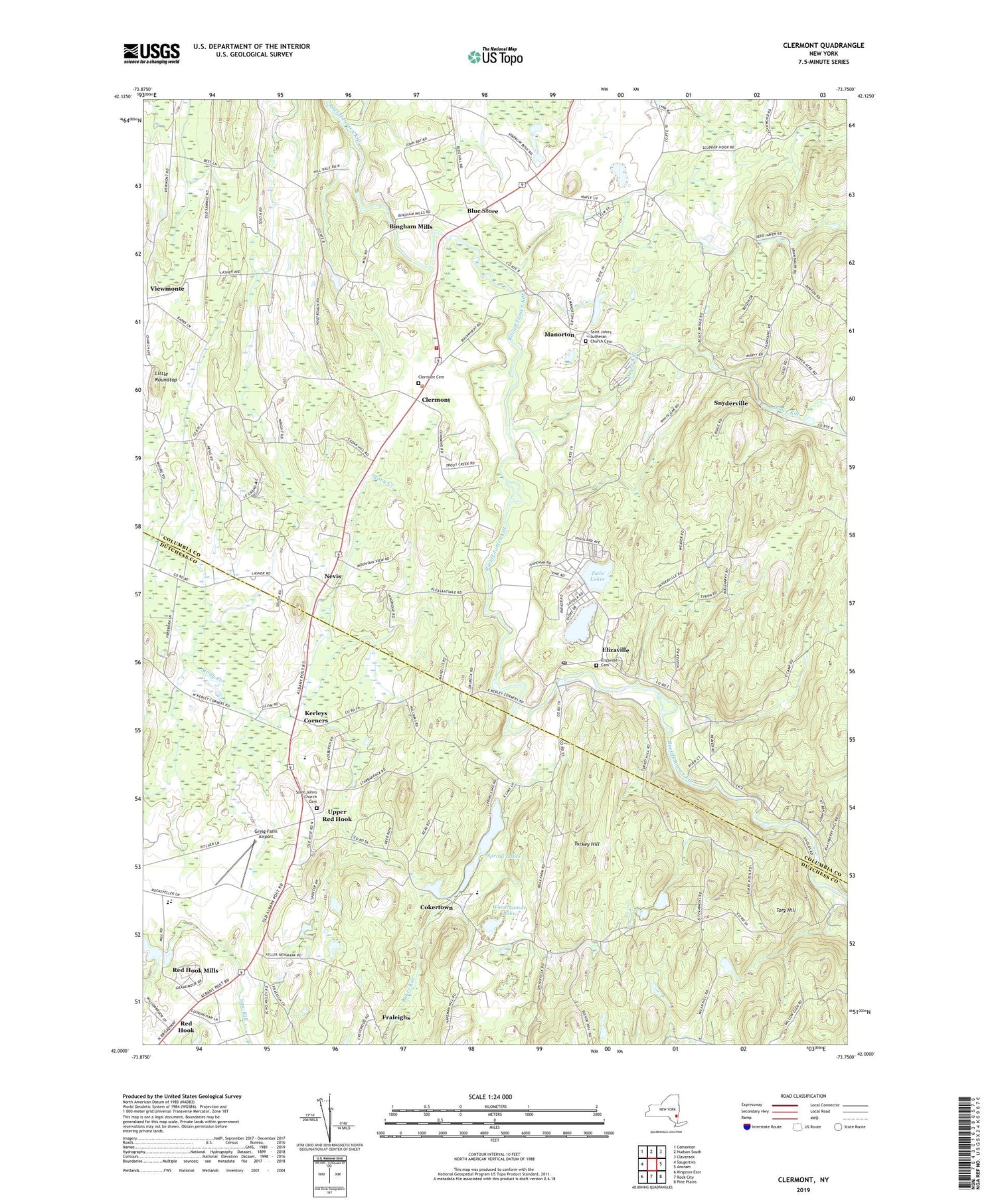 Clermont New York US Topo Map Image