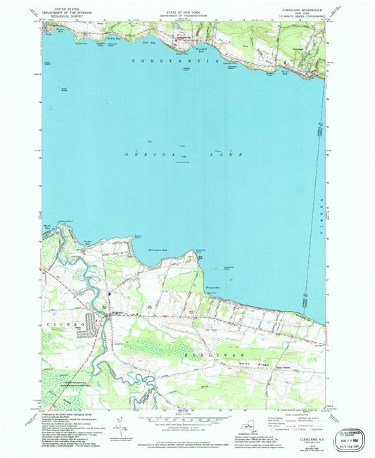 Classic USGS Cleveland New York 7.5'x7.5' Topo Map Image