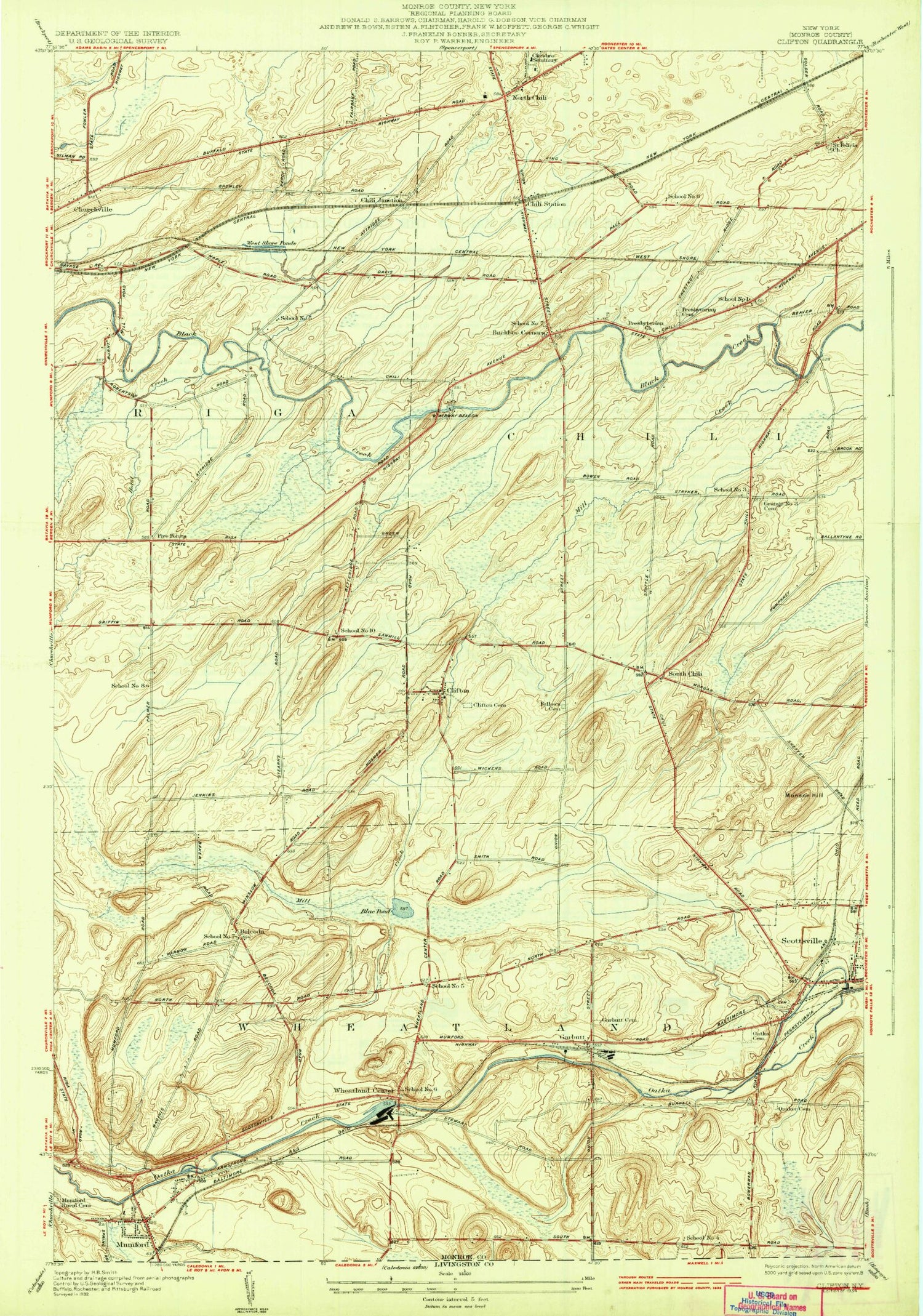 Classic USGS Clifton New York 7.5'x7.5' Topo Map Image