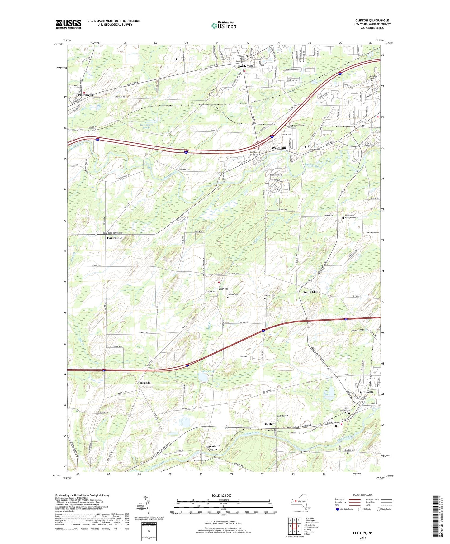 Clifton New York US Topo Map Image