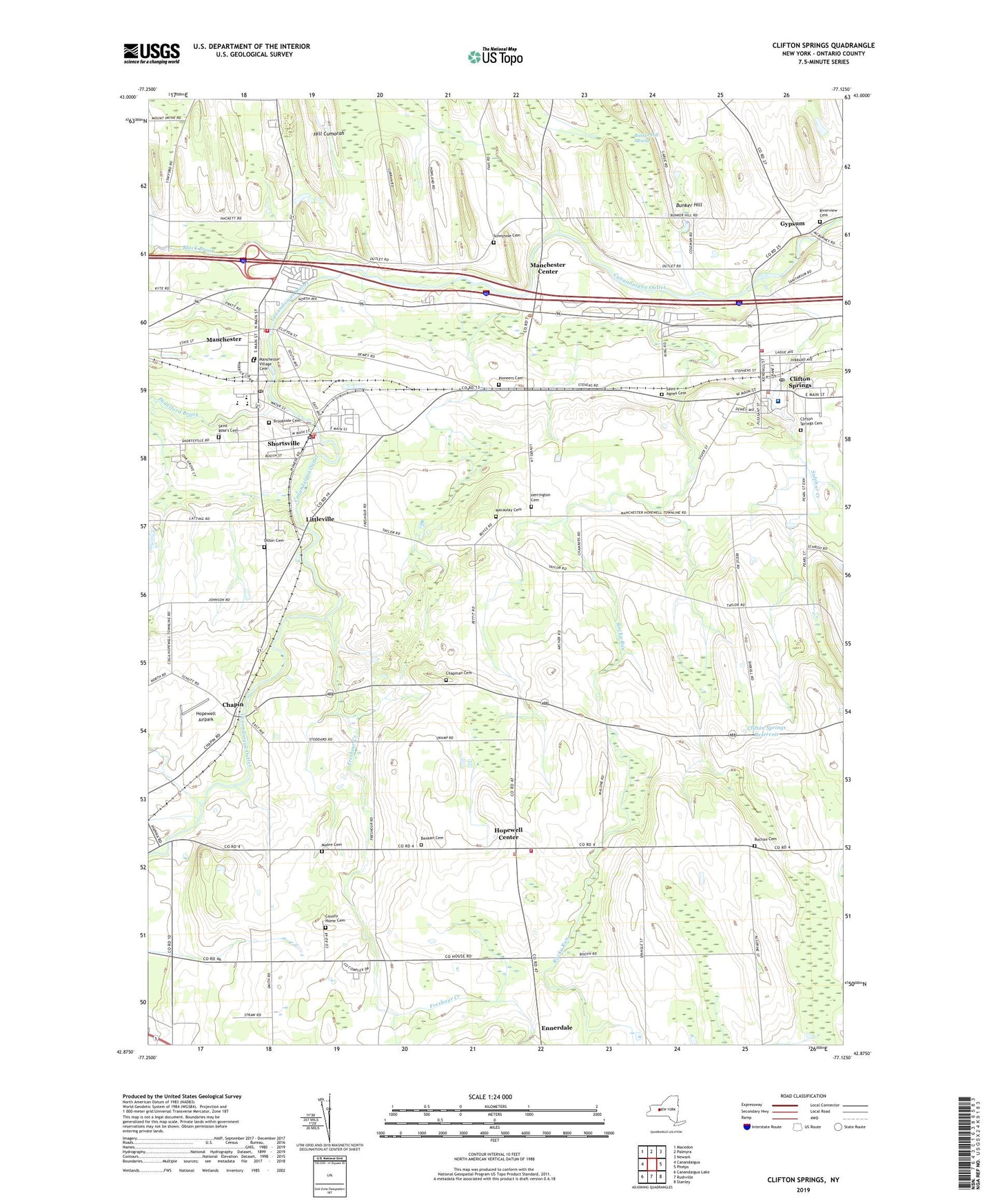 Clifton Springs New York US Topo Map Image