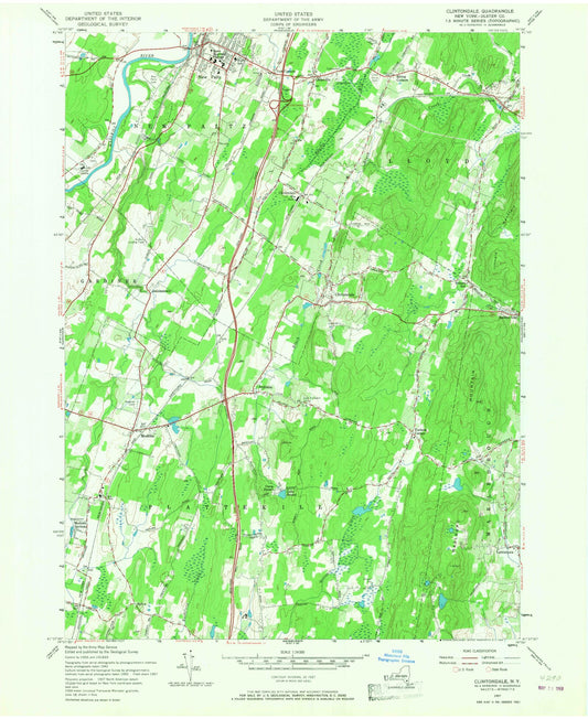 Classic USGS Clintondale New York 7.5'x7.5' Topo Map Image